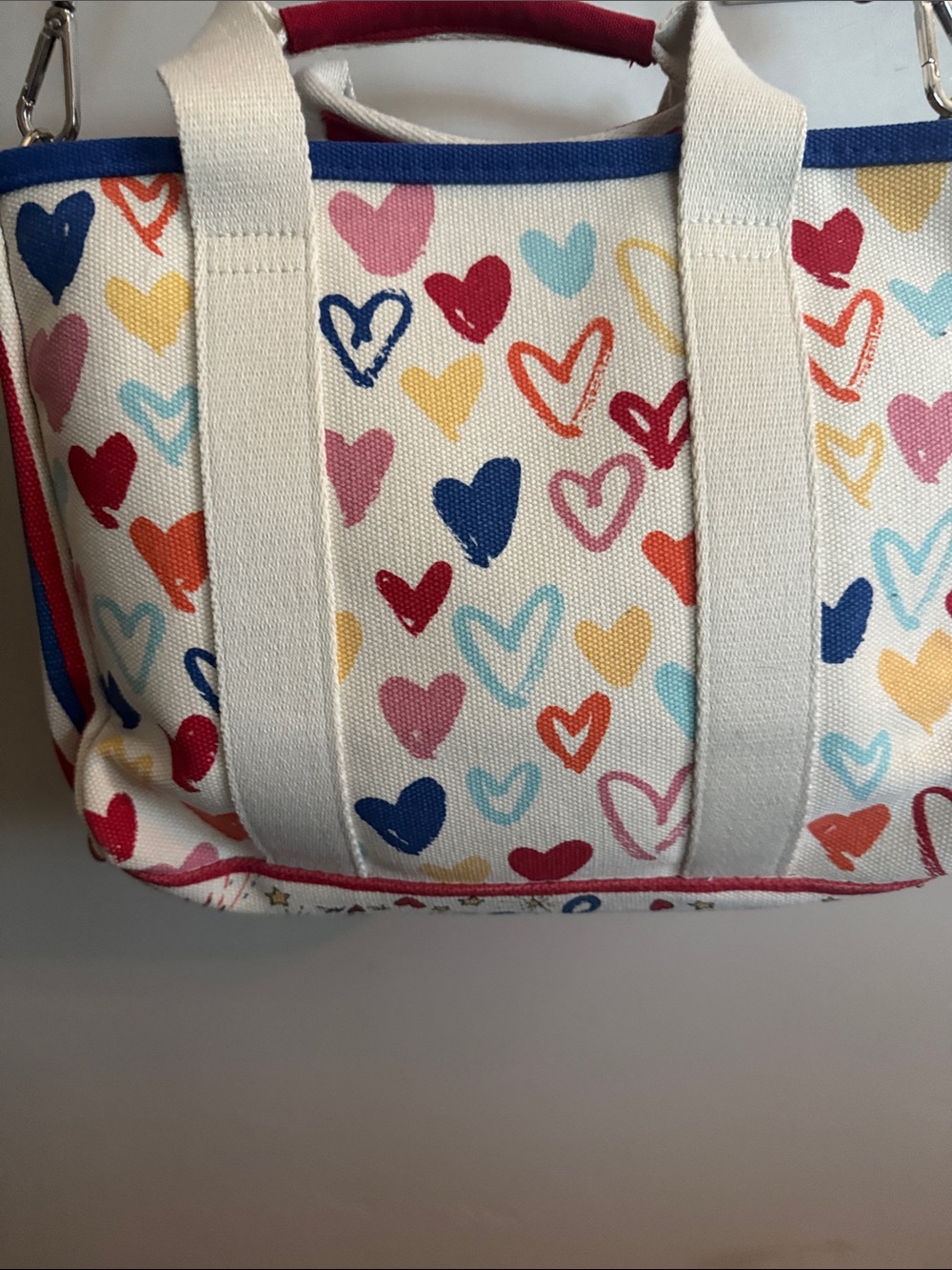 Brighton LOVE Heart Canvas Crossbody Bag - Cream with Multicolor Hearts - Picture 5 of 7